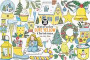 Cute Yellow Christmas Clipart, an Illustration by Canvas Craft (Thumbnail 1 of 8)