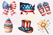 Hello 4th of July Watercolor Clipart, an Illustration by CreationArt (Thumbnail 3 of 5)