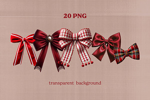 20 Realistic Christmas Bows PNG Pack