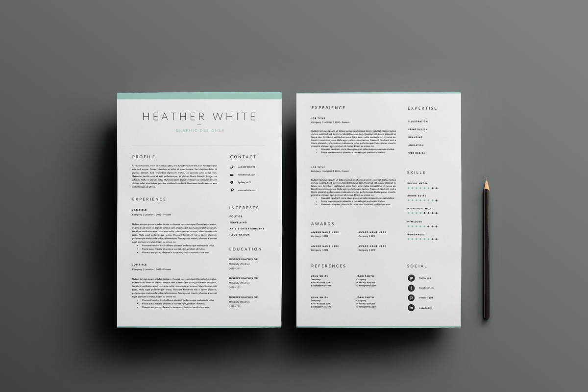 3 Page Resume Template | INDD + DOCX, a Resume Template by BlackDotResumes (Photo 3 of 6)