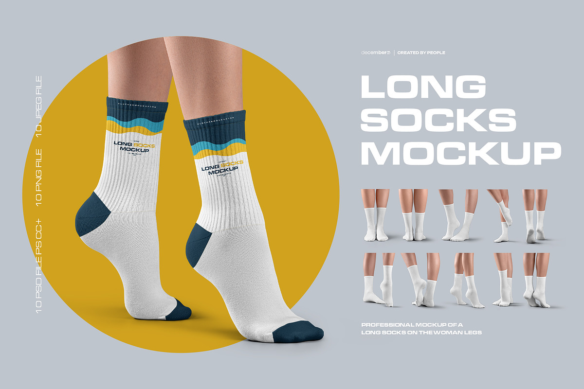 Mockups Long Socks on the Woman Legs, a Bottom Mockup by Grow Design Craft Studio (Photo 1 of 7)