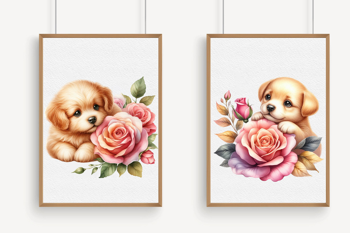 Valentine Puppy With Rose Clipart PN, an Illustration by Libby Wishes (Photo 5 of 6)