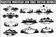 Majestic Mountain and Tree Vector, a Graphic by hafijul (Thumbnail 1 of 9)