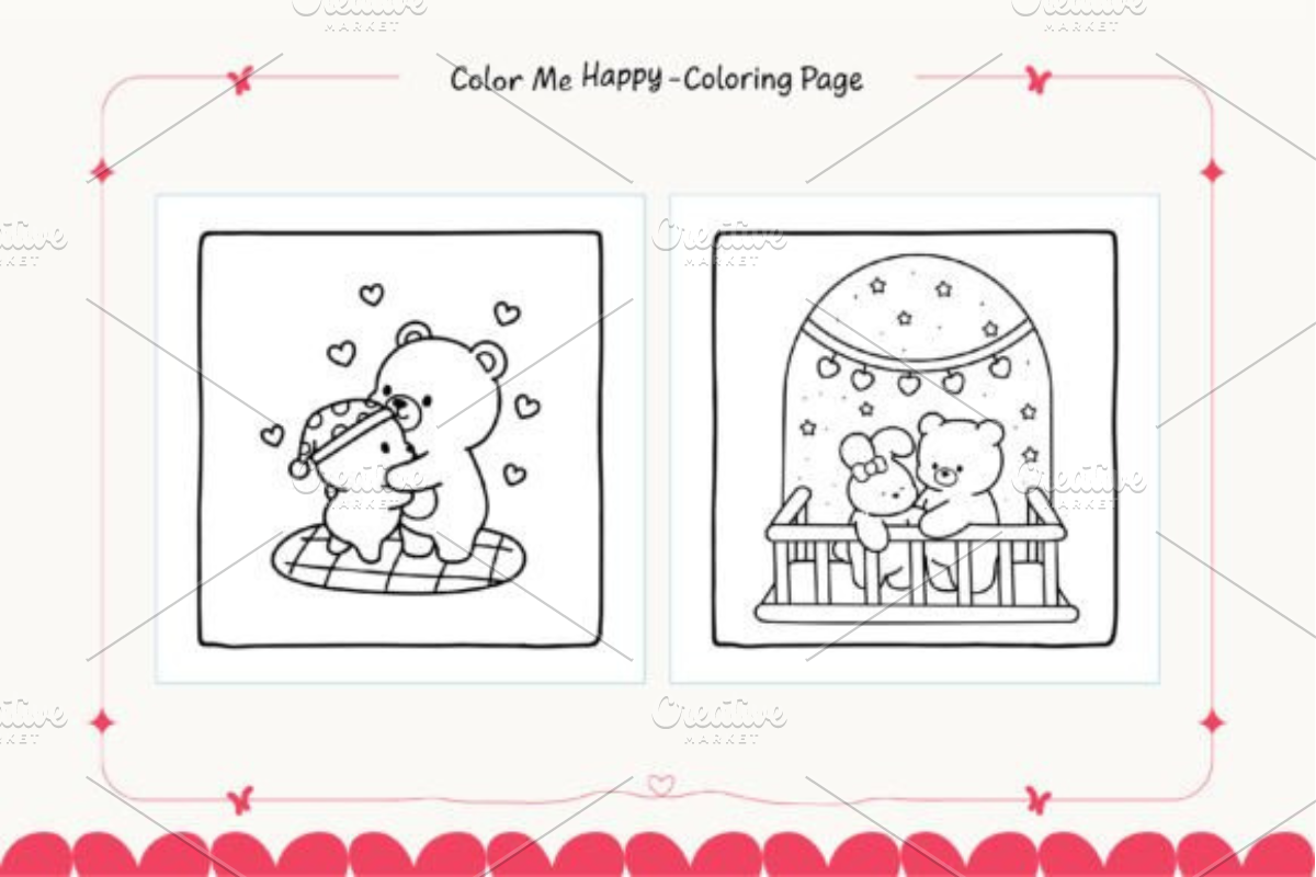 Valentine Cuties Cozy Coloring Pages, a Seasonal Illustration by Ink Gallery (Photo 2 of 4)