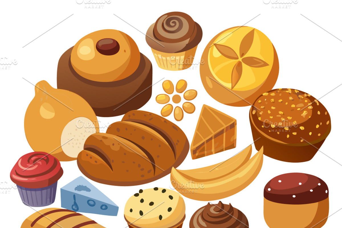 Assorted baked goods arranged, a Food Illustration by SouravDesign (Photo 2 of 3)