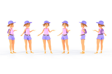 Young woman character in different, a Characters & Person 3D Model by Marozhkastudio