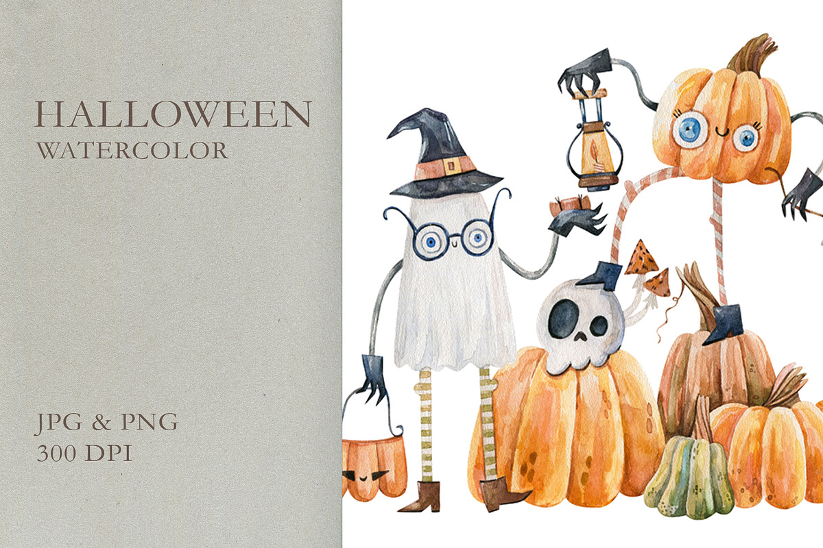 Cute Watercolor Halloween Ghost, a Seasonal Illustration by the_myro (Photo 1 of 7)