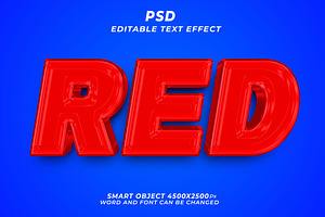 Red PSD 3d Editable Text Effect