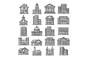Building Icons Set, an Object Graphic by RT Studio