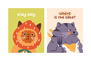 Cute funny cats set, cards, an Animal Illustration by PaperTrident (Thumbnail 4 of 6)