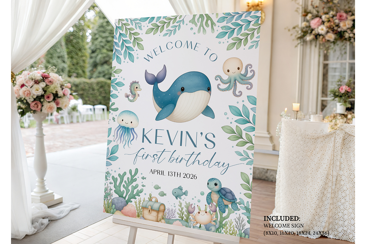 Under The Sea Birthday Welcome Sign, a Templates & Theme by Digital_Mind (Photo 2 of 3)