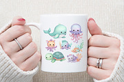 Cute Sea Animals Watercolor Clipart, an Illustration by Sublimation Artist (Thumbnail 5 of 6)
