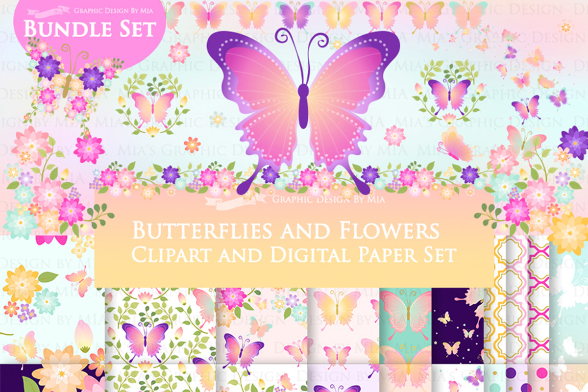 Butterflies and Flowers, an Illustration by Mia's Graphic Design (Photo 1 of 11)
