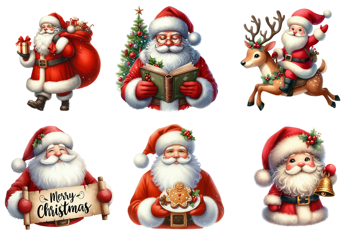 Christmas Santa Claus Bundle Clipart, an Illustration by DreamArtGraphic (Photo 3 of 4)