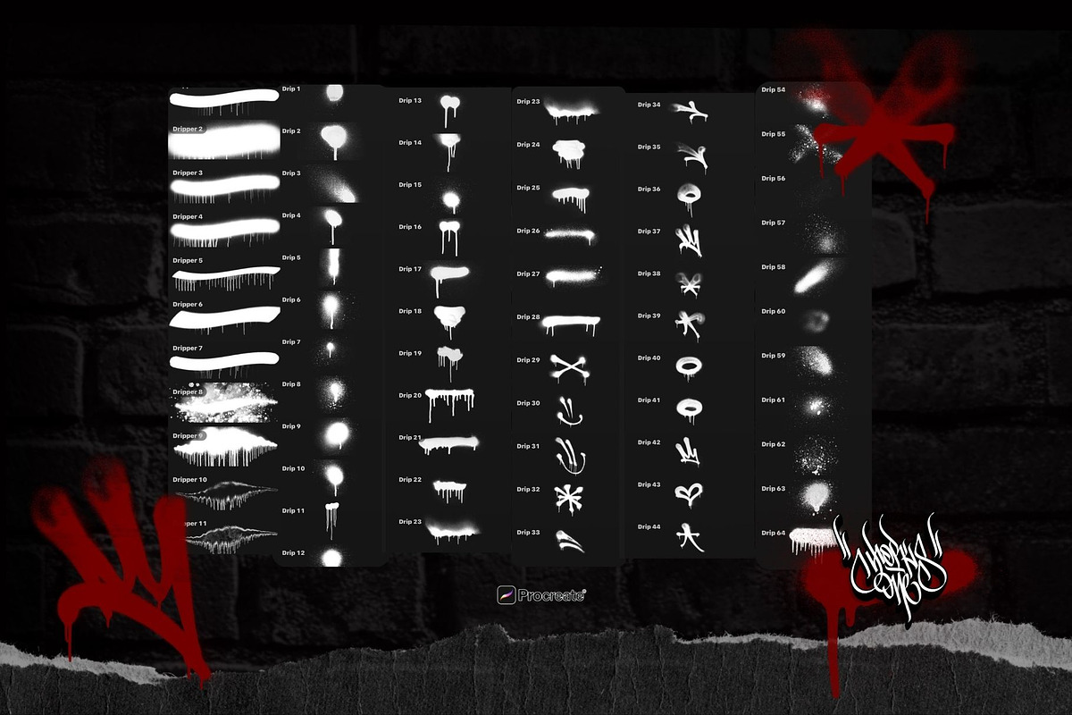 Real Graffiti Drip Pack - Procreate, a Brushes & More by Torus1 (Photo 2 of 4)