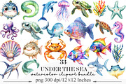 Watercolor Under the Sea Clipart, an Illustration by Designking (Thumbnail 1 of 6)