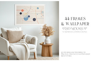 Boho Style 44 Frames & Wall Mockup, a Product Mockup by mock-ups