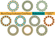 Blue Orange Southwestern Frames, a Pattern Graphic by Melissa Held Designs (Thumbnail 1 of 3)