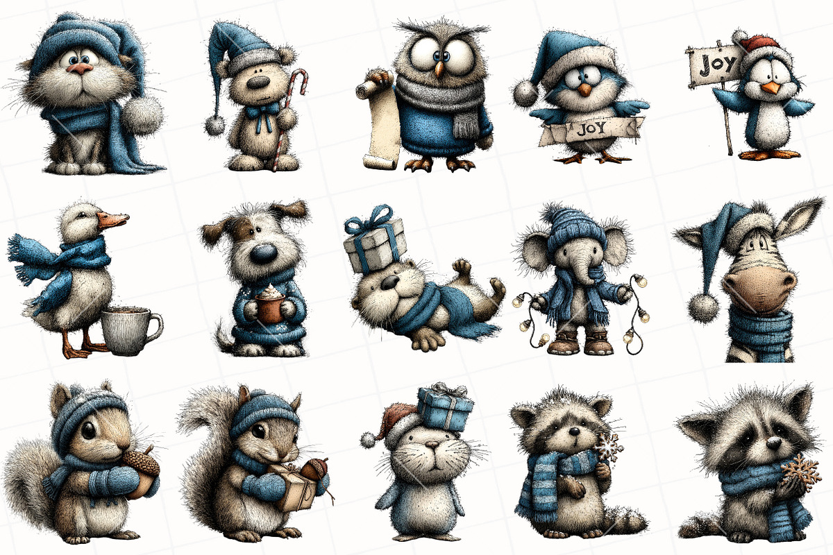 Whimsical Christmas Icy Blue Animals, an Illustration by OK Design (Photo 3 of 6)