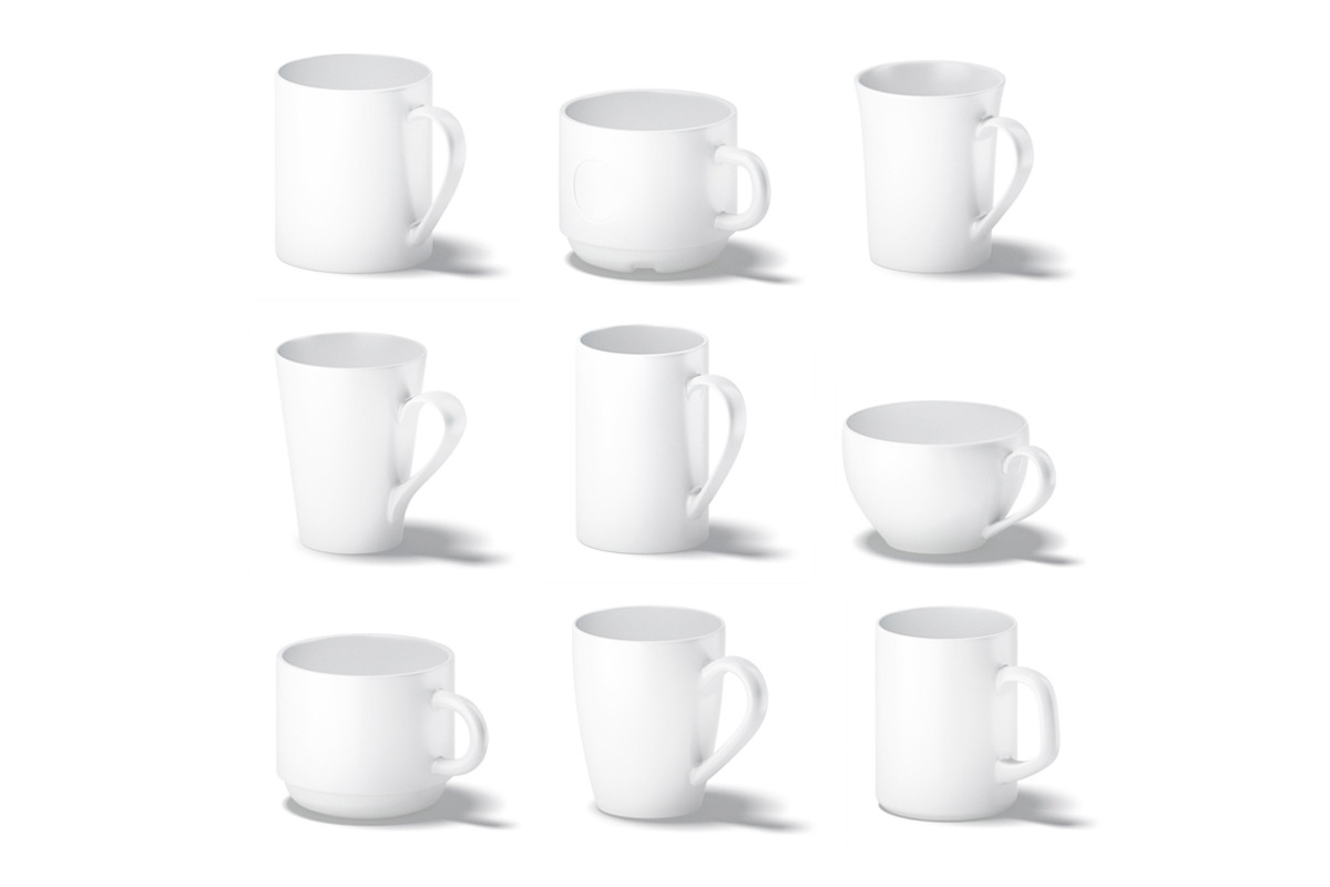 10 White Ceramic Cups 3D Model, an Object 3D Model by rebrandy (Photo 1 of 9)