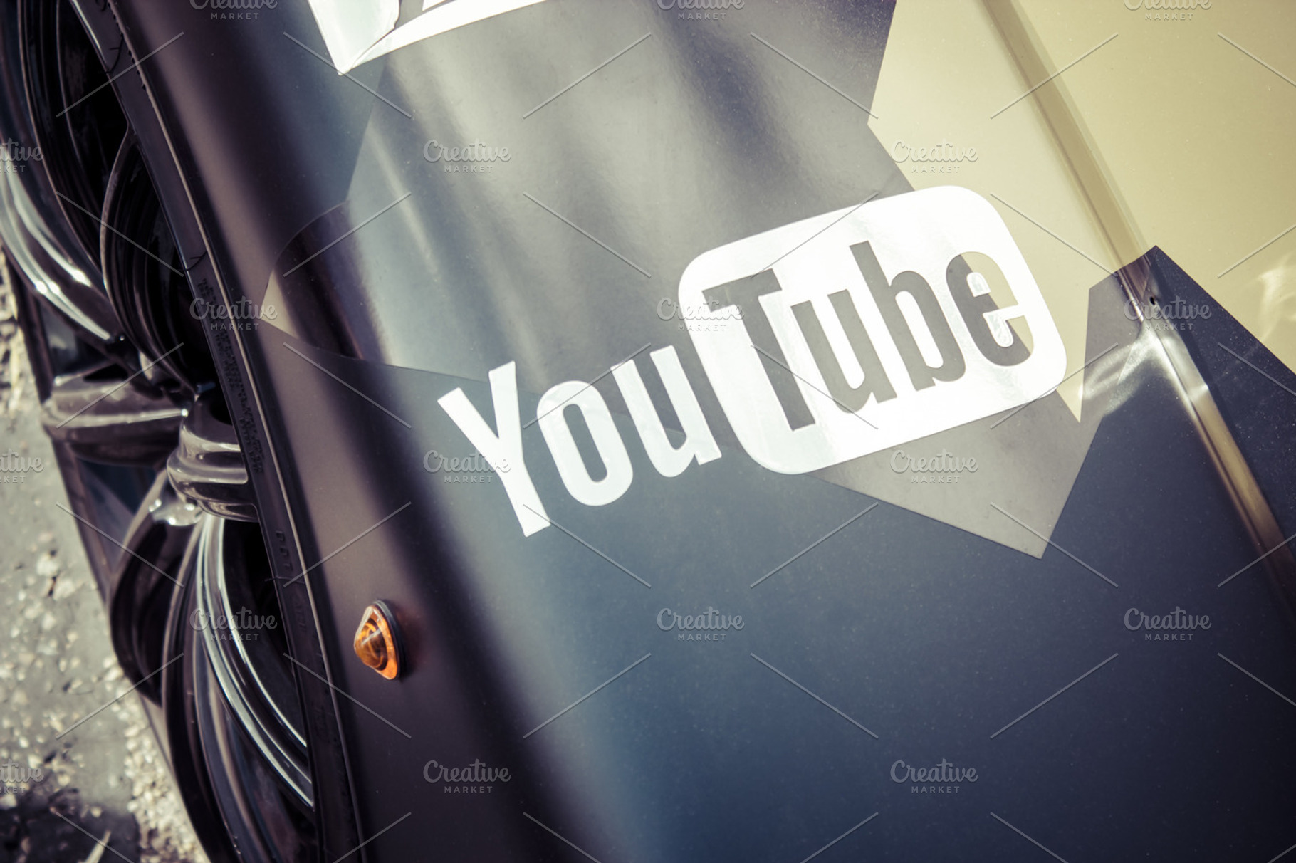 Racing car stock photo containing advertising and racing