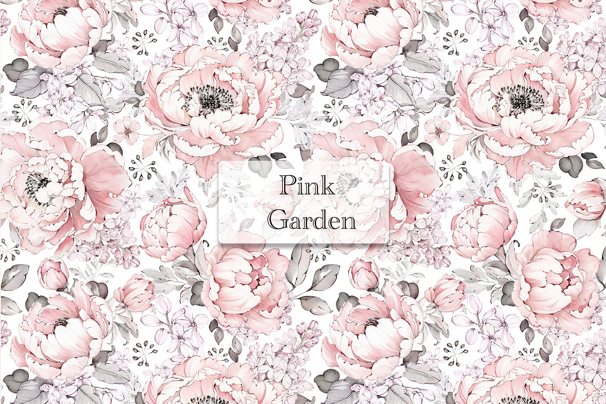 Pink Watercolor Peonies Pattern, a Pattern Graphic by Lisima (Photo 4 of 16)