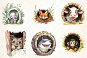 Funny Animals in Hole Clipart, an Illustration by DreamCafeArt (Thumbnail 2 of 6)