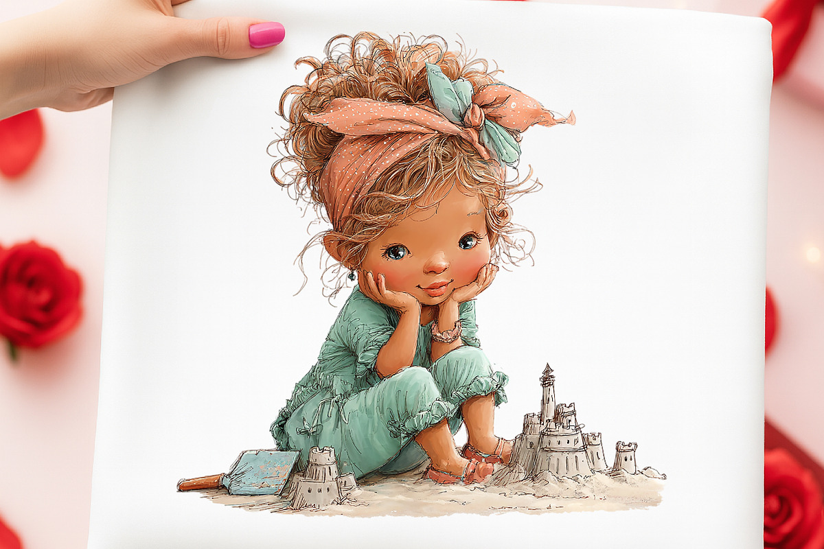 Boho Floral Summer Girls Clipart, an Illustration by Digital Artistic99 (Photo 10 of 11)