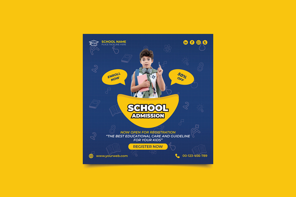 School Admission Social Media Banner, a Social Media Template by taieefbakshi (Photo 2 of 2)