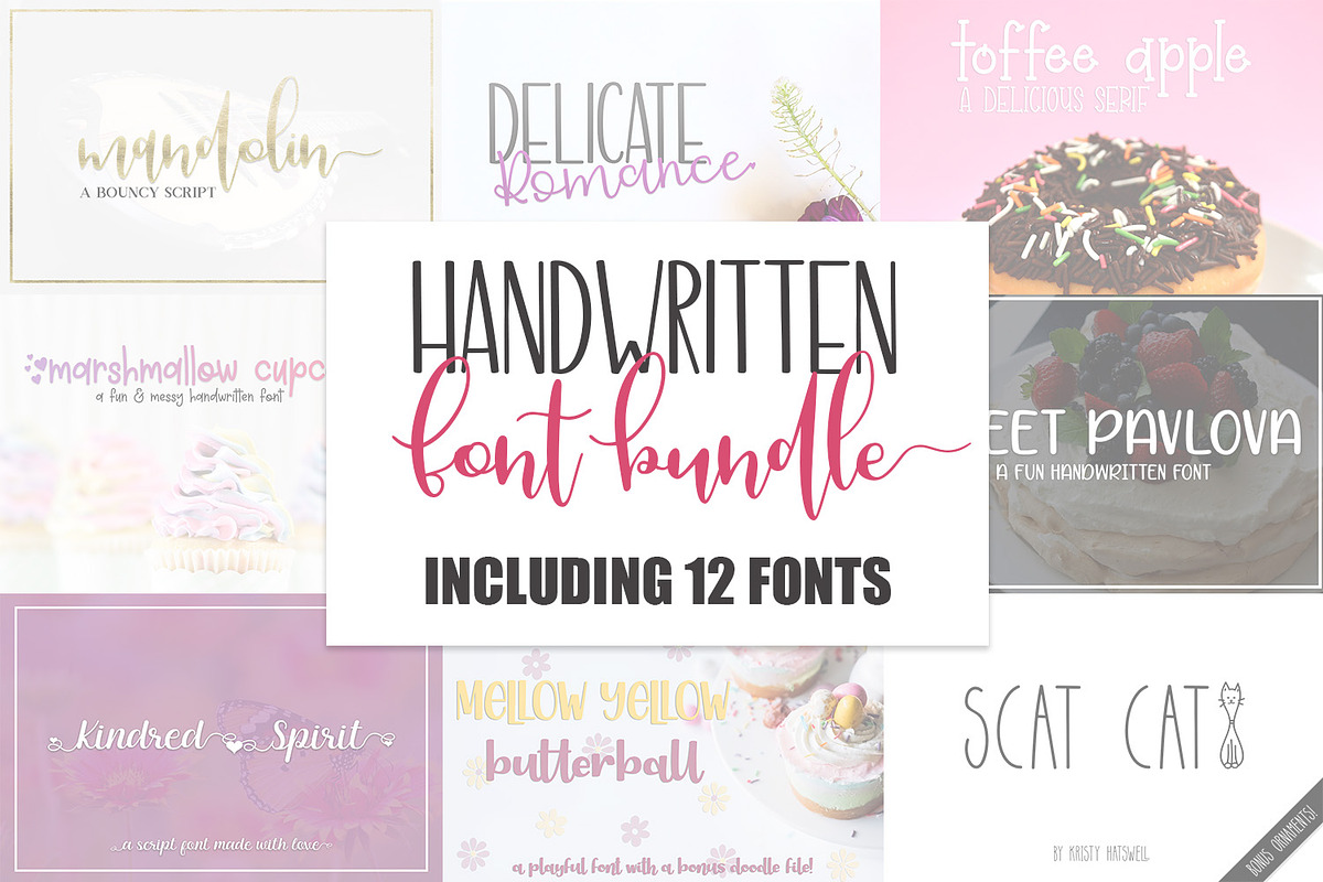 Handwritten Font Bundle - 12 Fonts, a Handwritten Font by Kristy Hatswell (Photo 1 of 9)