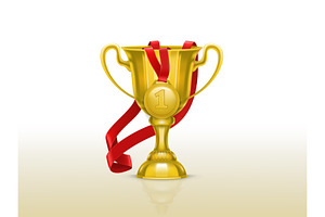 Vector Golden Goblet With Gold Medal