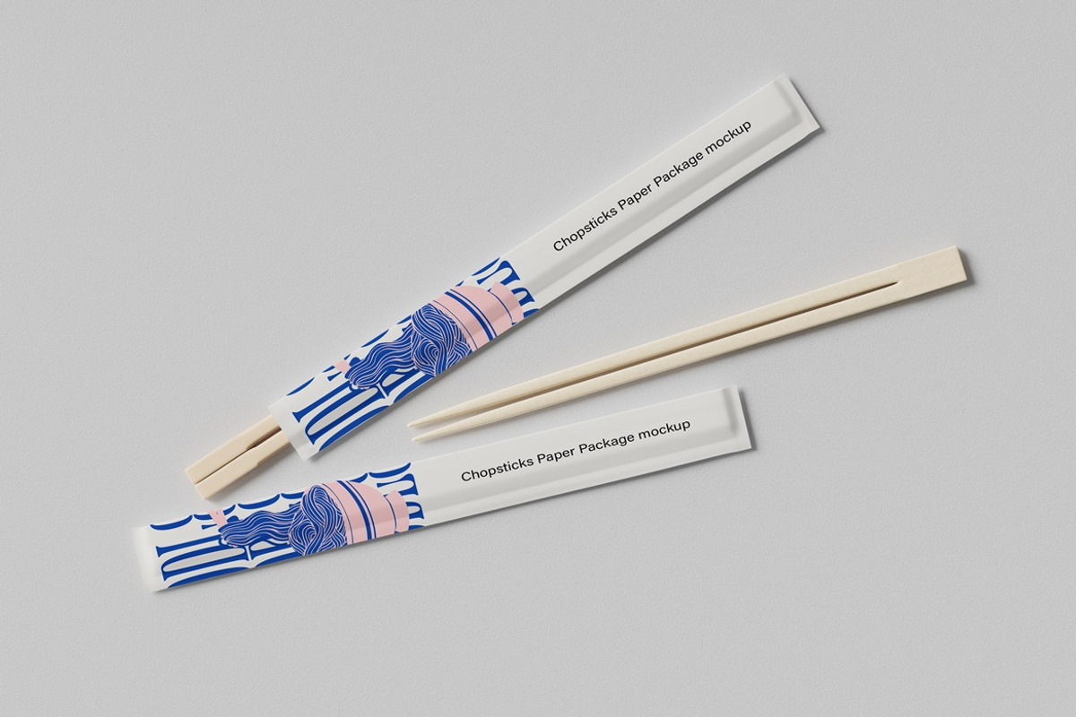 Chopsticks Paper Package Mockup, a Packaging Mockup by Momogi (Photo 5 of 6)