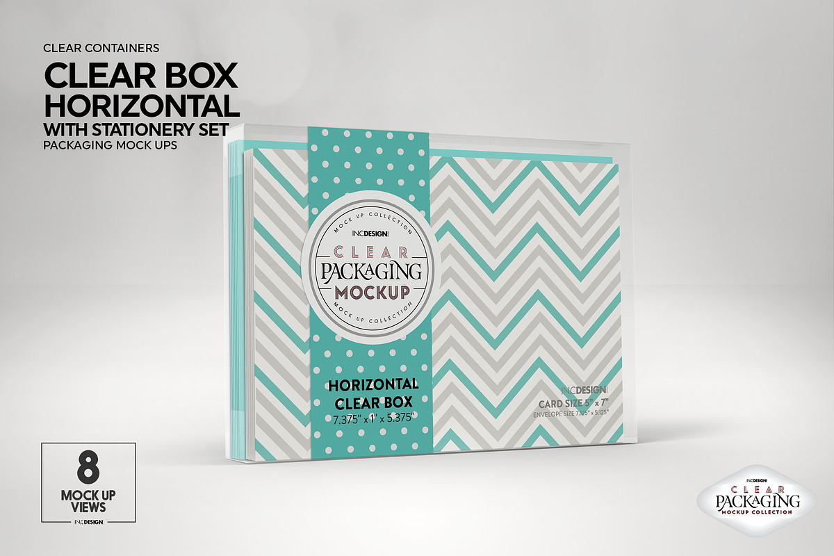 Clear Box with Stationery Set Mockup, a Packaging Mockup by INCDesign (Photo 2 of 19)