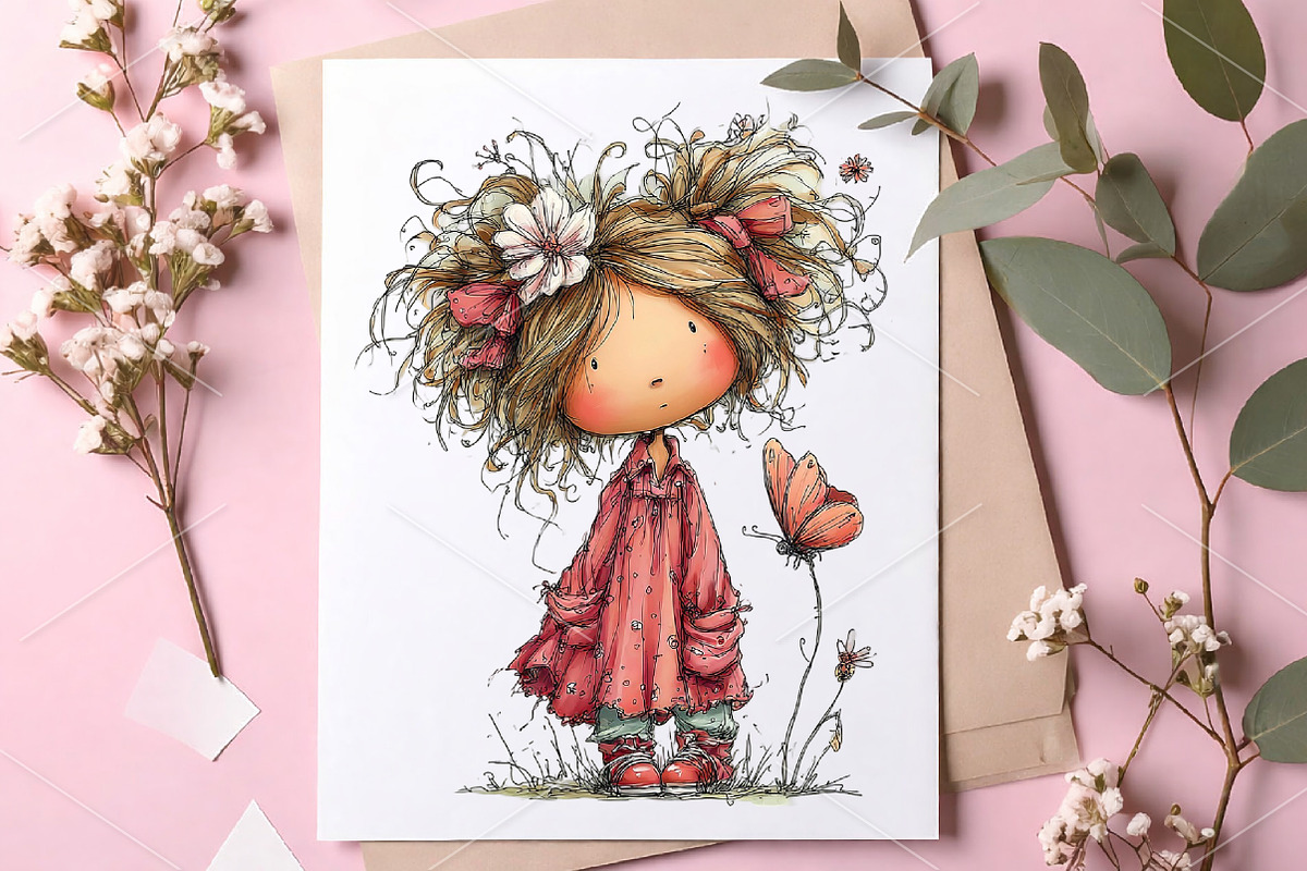 Whimsical Girl with Butterfly PNG, a Seasonal Illustration by Canvas Craft (Photo 7 of 7)