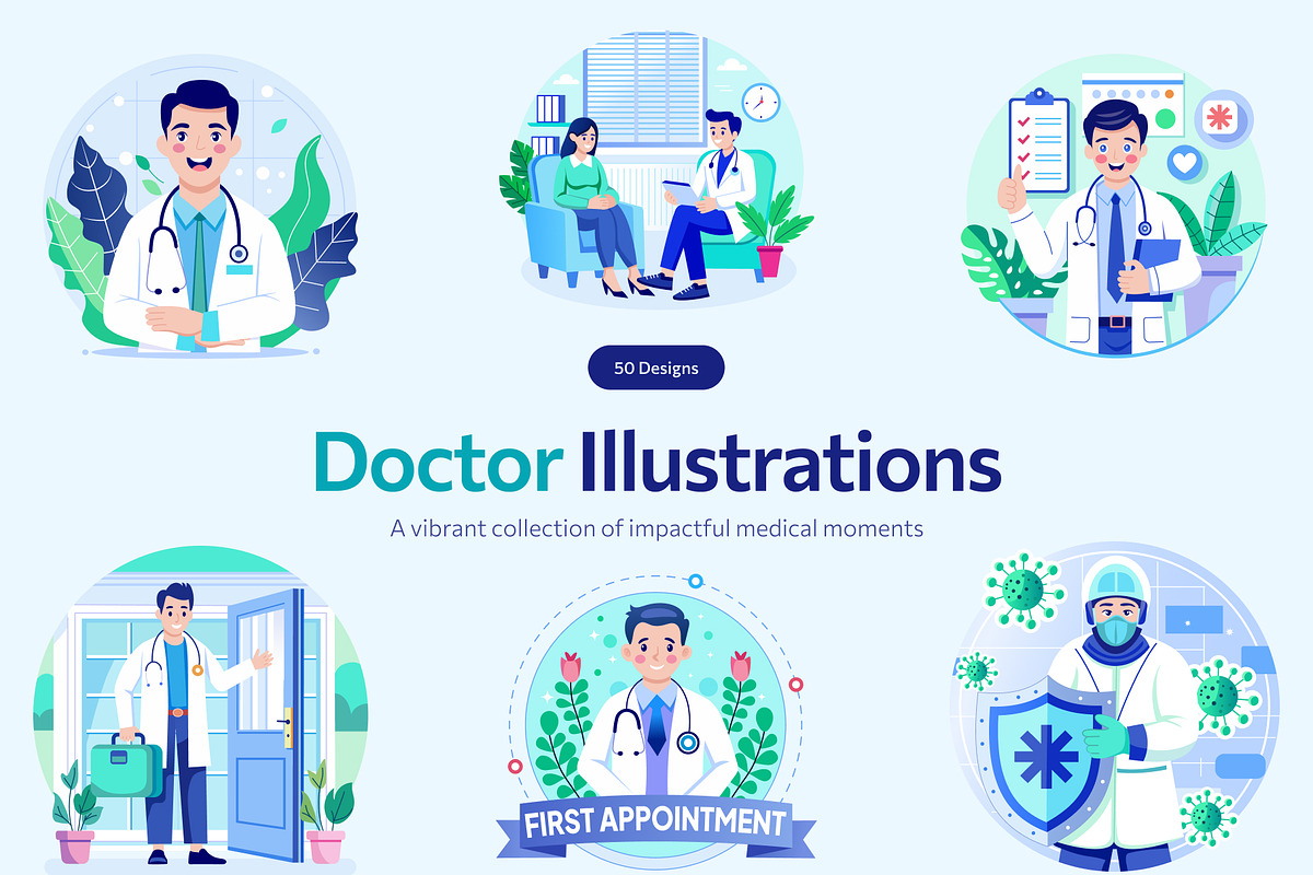 Doctor Illustration Art Set, a Healthcare Illustration by Brickclay (Photo 1 of 9)