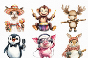 Funny Musical Animals Clipart, an Illustration by Craft Nest (Thumbnail 5 of 6)