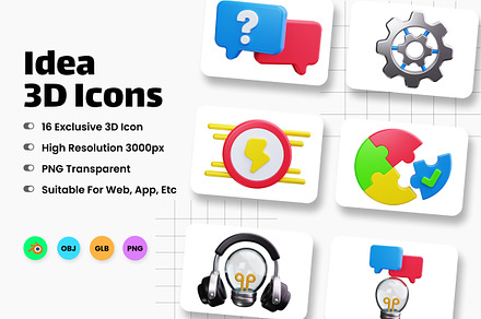 Idea 3D Icons, a Light 3D Model by HacaStudio