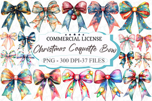 Christmas Light Coquette Bow PNG, an Illustration by designcity5