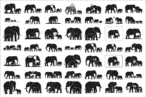 elephant family silhouette design, an Illustration by Amazin_art