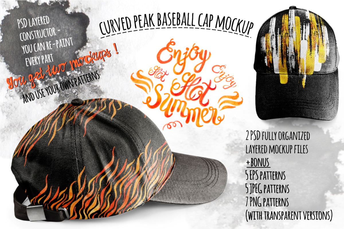 Curved peak Baseball Cap Mockup, a Hat Mockup by Seamless and more stuff (Photo 1 of 5)