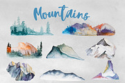 Hand Painted Mountains Clipart, an Illustration by ArtCreationsDesign (Thumbnail 1 of 3)