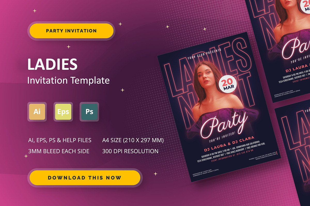 Ladies Event - Party Invitation, an Invitation Template by StreaksideStd