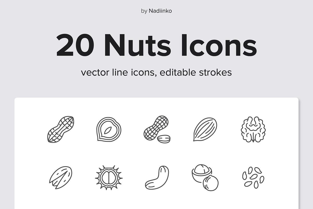 Nuts Line Icons, an Outline Icon by Nadiinko