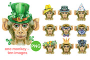 Monkey portraits, an Animal Illustration by Watercolor fantasy (Thumbnail 1 of 9)