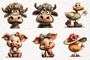 Whimsical Quirky Farm Animals png, an Animal Illustration by Watercolor design (Thumbnail 2 of 6)