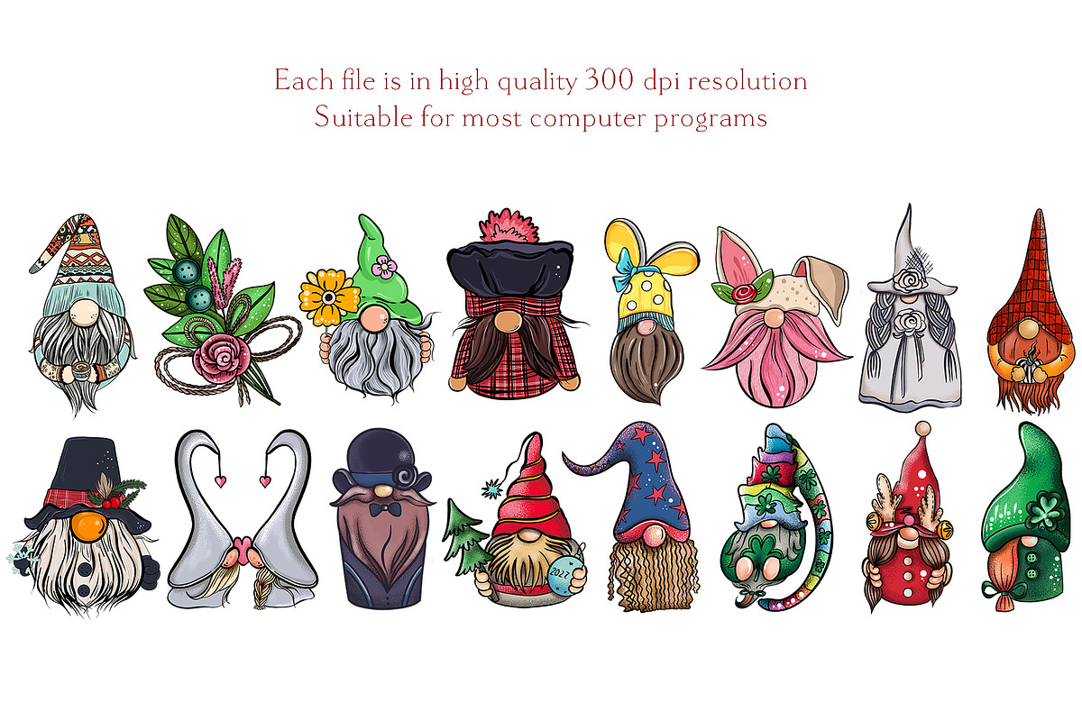 Christmas Gnomes clipart Procreate, a Decorative Illustration by ElladesignCo (Photo 7 of 7)