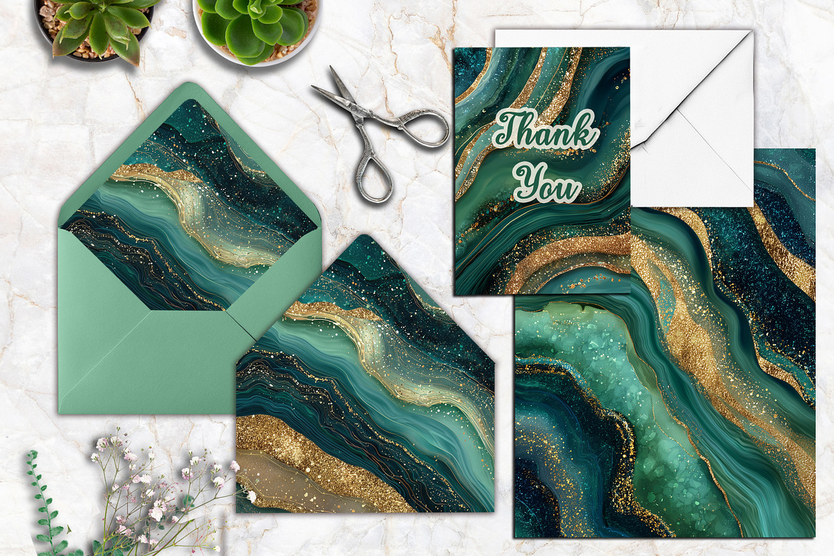 Emerald Green Agate Textures Paper, a Background Graphic by V Design Creator (Photo 5 of 12)