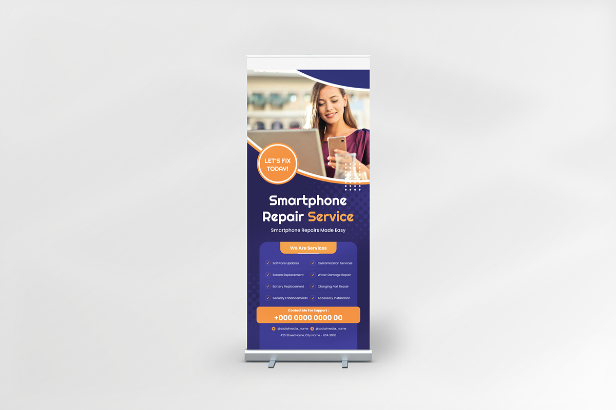 Smartphone Repair Roll Up Banner, a Print Template by Annora Studio (Photo 2 of 5)