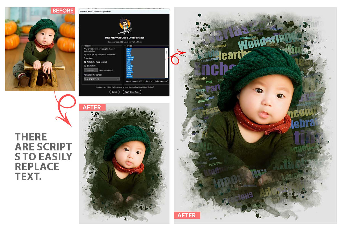 Watercolor Word Cloud Art PS Script, an Action Add-On by MRI STUDIO (Photo 4 of 16)