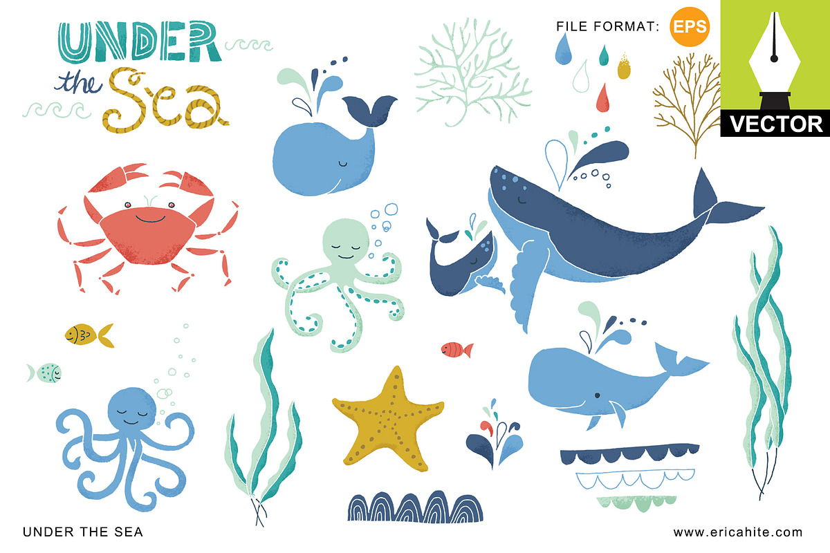 Under the Sea: Vector Art, an Illustration by Erica Hite (Photo 1 of 3)